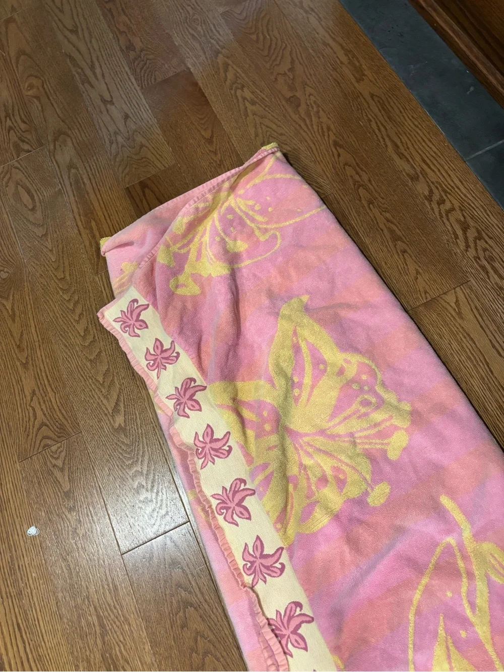 Pink & Yellow Floral Beach Towel 100% cotton